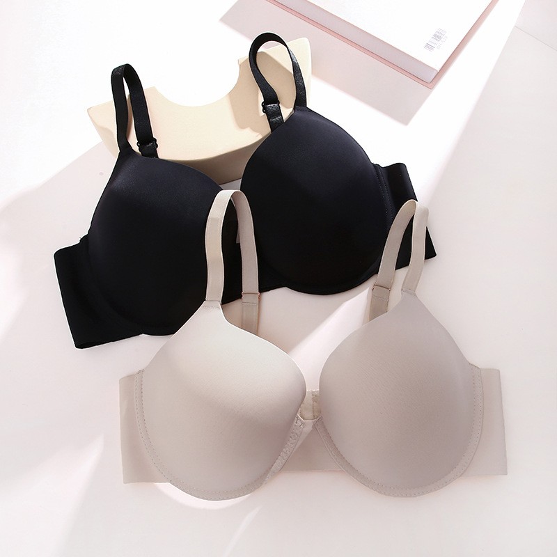 Women Bra Plus Size Plain Molded Cup Full Cover Push Up Underwire T-shirt Bra